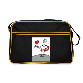 Herzheld: Superheld mit Herz - Retro Tasche - Schwarz/Gold - Vorne