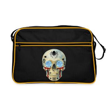 T-shirt avec un crâne avec des araignées et des yeux de diamant - Sac Retro - noir/or - Devant