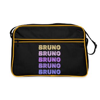 Bruno Repeated Pastel Letters - Retro Tasche - Schwarz/Gold - Vorne
