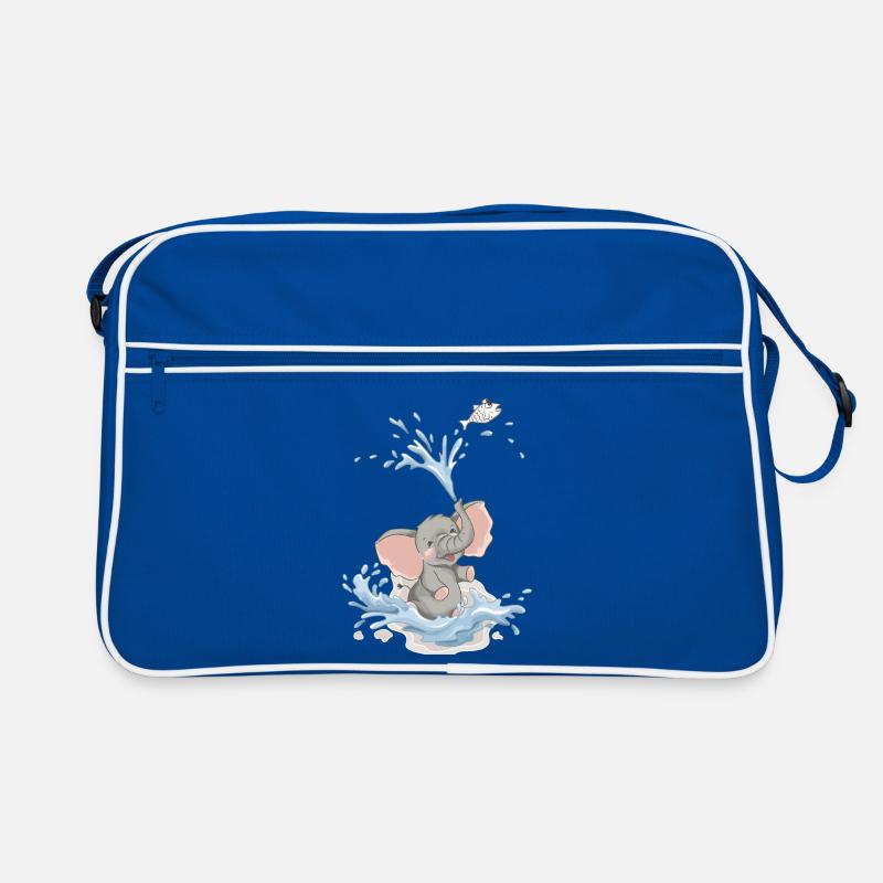 Bébé éléphant Éléphant Éclaboussure d’eau Eau Baignée d’été Sac Retro