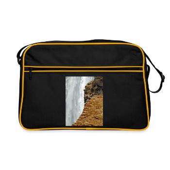 Mossy Cliff Waterfall Vista - Retro Bag - black/gold - Front