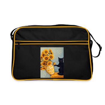 Parodie artistique des tournesols et du chat noir - Sac Retro - noir/or - Devant