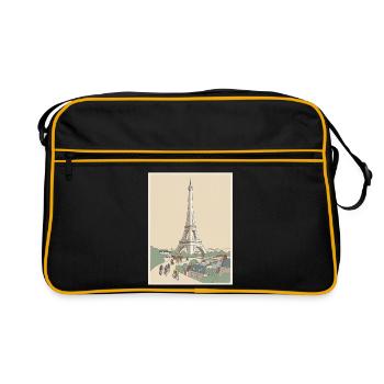 Paris Ride – Radfahrer-Erinnerung - Retro Tasche - Schwarz/Gold - Vorne