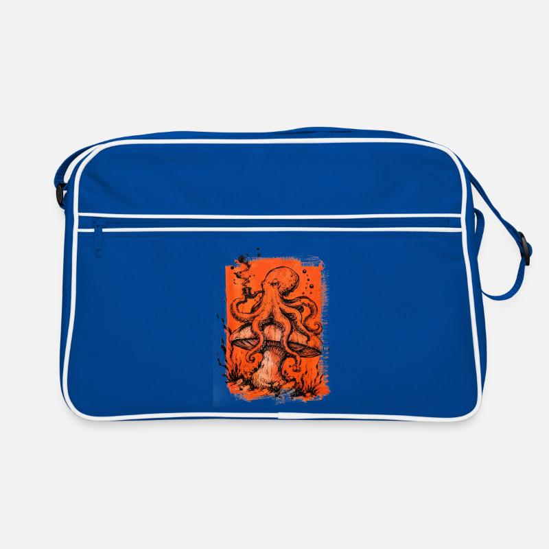 Pieuvre à la pipe sur champignon Sac Retro