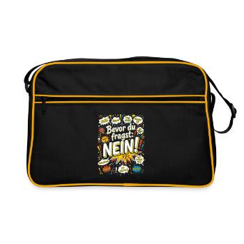 Bevor du fragst: Nein! Retro Comic - Retro Tasche - Schwarz/Gold - Vorne