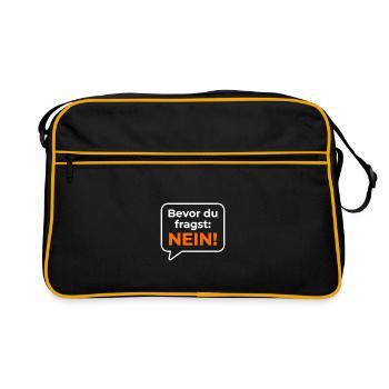 Bevor du fragst Nein Lustige Sprüche - Retro Tasche - Schwarz/Gold - Vorne