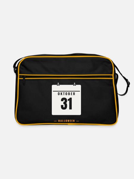 31 octobre Calendrier Date d’Halloween Horreur Effrayante - Sac Retro - noir/or - Devant