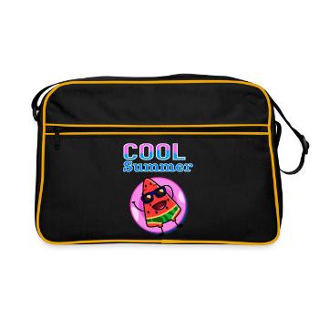 Pastèque fraîche d’été – Ambiance estivale Kawaii mignonne - Sac Retro - noir/or - Devant