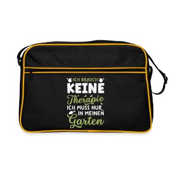 Keine Therapie Mein Garten - Retro Tasche - Schwarz/Gold - Vorne