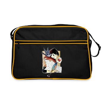 Nain de livre mignon au cœur de plume - Sac Retro - noir/or - Devant