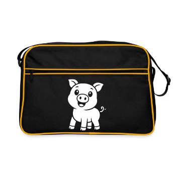 Motif mignon de silhouette de cochon animal - Sac Retro - noir/or - Devant
