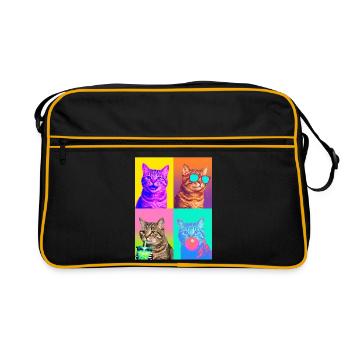 Cats, American, Wirehaired, Cat - Retro Bag - black/gold - Front