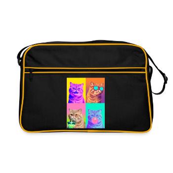 Katzen Exotische Kurzhaar Katze - Retro Tasche - Schwarz/Gold - Vorne