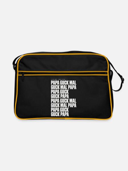 Papa Guck Mal Großbuchstaben Collage - Retro Tasche - Schwarz/Gold