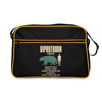 Diprotodon Fakten Eiszeit Größenvergleich Tafel - Retro Tasche - Schwarz/Gold - Vorne