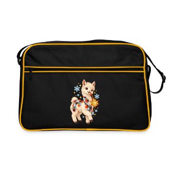 Lama Lichterzauber Festdeko - Retro Tasche - Schwarz/Gold - Vorne