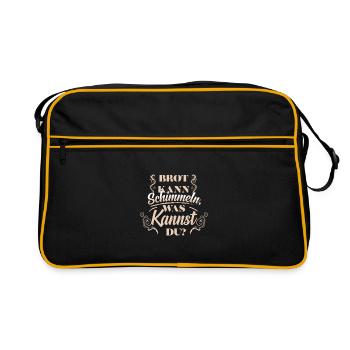 Brot kann schimmeln, was kannst du - Spruch - Retro Tasche - Schwarz/Gold - Vorne