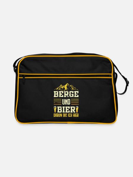 Bergsteigen Klettern Bier - Retro Tasche - Schwarz/Gold