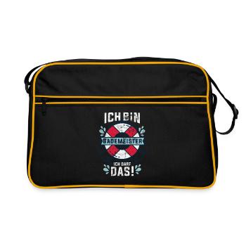 Bademeister Spruch Geschenk - Retro Tasche - Schwarz/Gold - Vorne