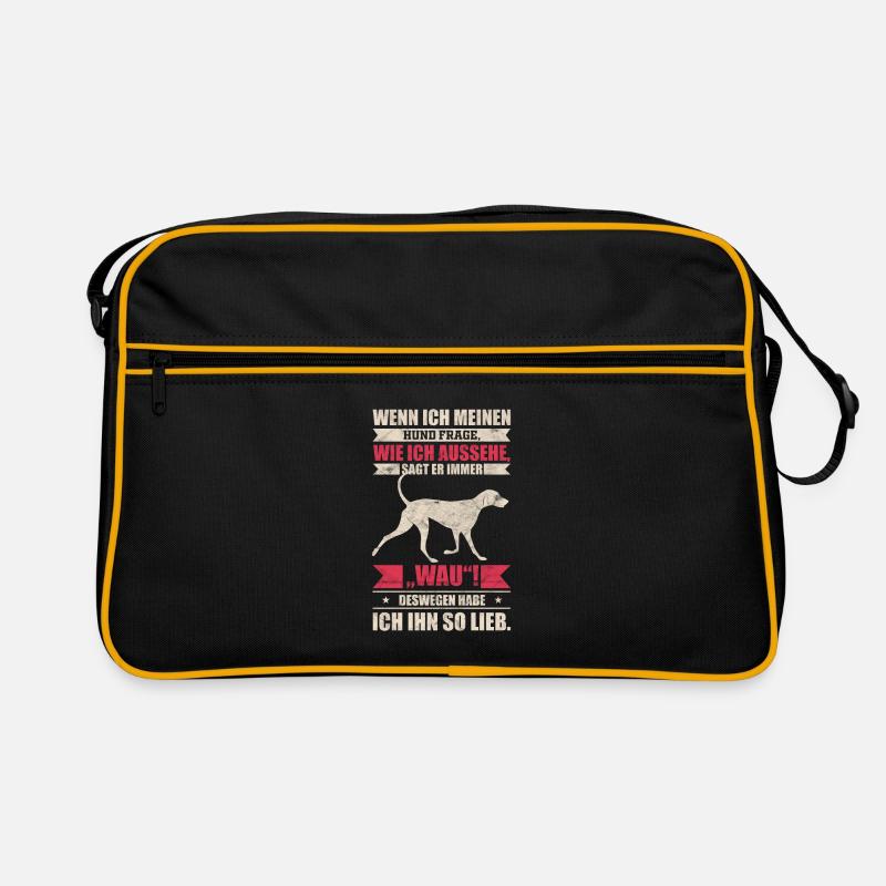 Hund Hunde witziger Spruch - Retro Tasche - Schwarz/Gold