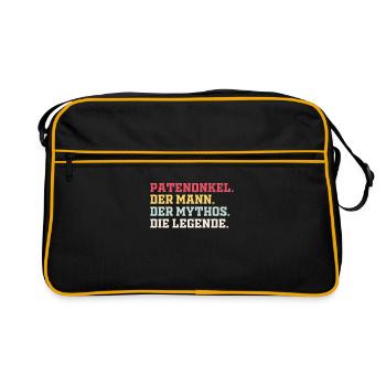 Patenonkel Taufpate Taufe Geschenk - Retro Tasche - Schwarz/Gold - Vorne
