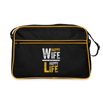 Happy Wife Happy Life - Sac Retro - noir/or - Devant