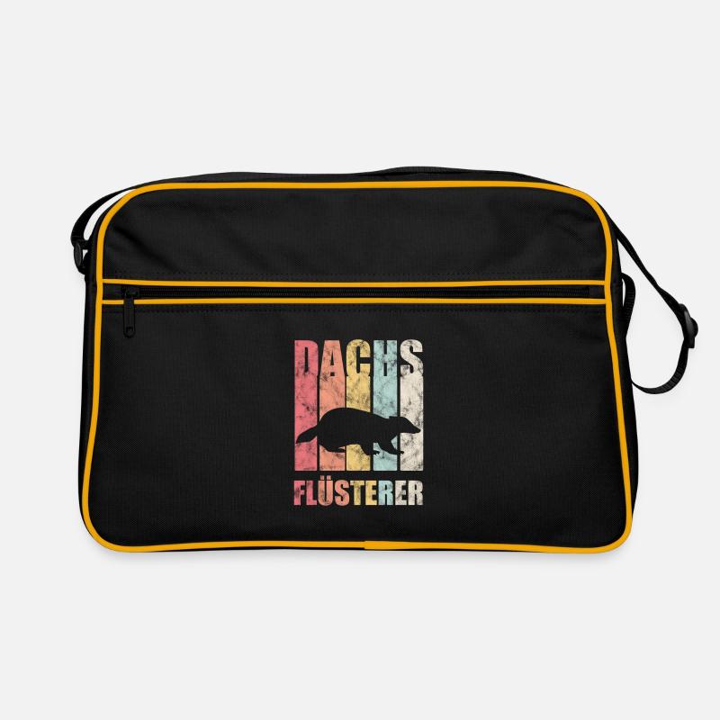 Dachs Naturschutz Tierfreund Geschenk - Retro Tasche - Schwarz/Gold
