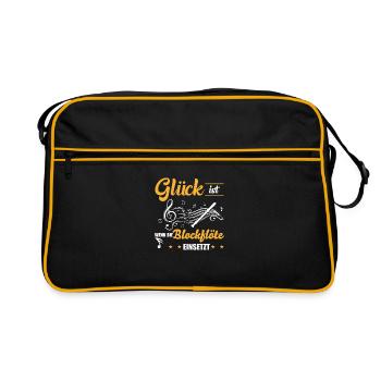 Blockflöte Blockflötisten Musikinstrument Geschenk - Retro Tasche - Schwarz/Gold - Vorne