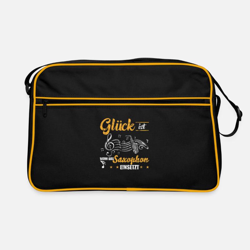 Saxophon Musikinstrument - Retro Tasche - Schwarz/Gold