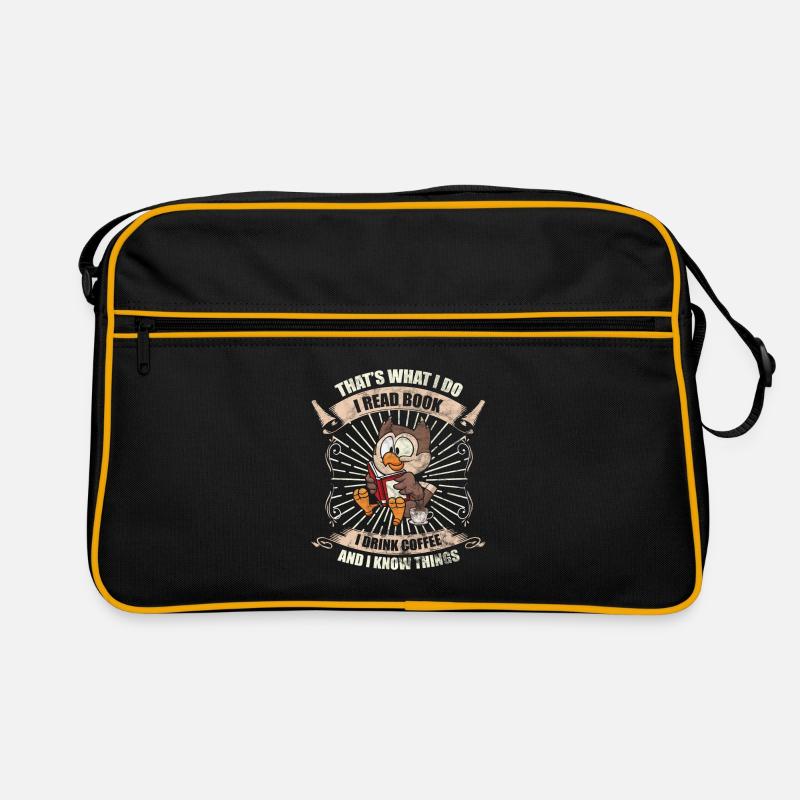 Lesen Buch Leseratte Bücher Sprüche - Retro Tasche - Schwarz/Gold
