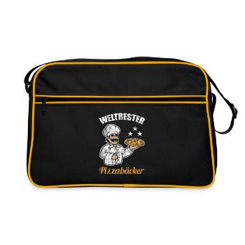 Weltbester Pizzabäcker Geschenkidee - Retro Tasche - Schwarz/Gold - Vorne