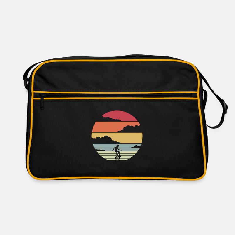 Einrad Einradfahrer Retro Design - Retro Tasche - Schwarz/Gold
