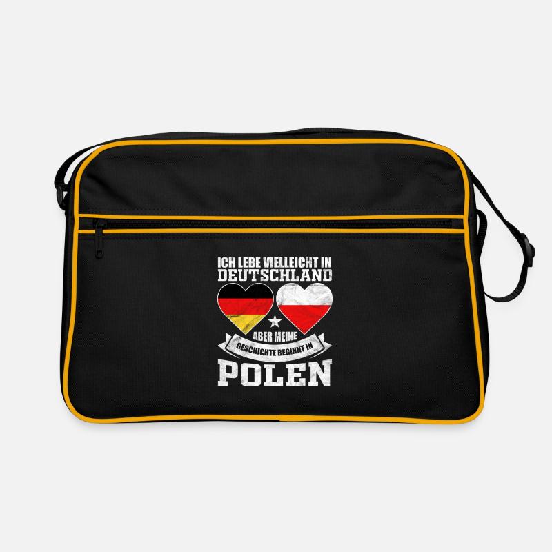 Pole Polen Polska Geschenk - Retro Tasche - Schwarz/Gold