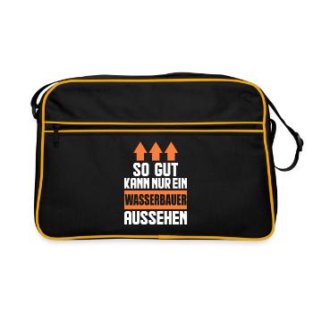 So gut kann nur ein Wasserbauer aussehen - Retro Tasche - Schwarz/Gold - Vorne