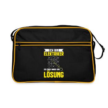 Elektriker Strom Elektrik Elektroniker Sprüche - Retro Tasche - Schwarz/Gold - Vorne