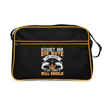 Angler Angeln Fischen Fischer Geschenkidee - Retro Tasche - Schwarz/Gold - Vorne