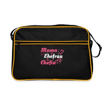 Mama Mutter Ehefrau Chefin - Retro Tasche - Schwarz/Gold - Vorne