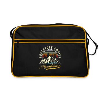 Adventure Awaits Explore The Mountains Hiking Trek - Retro Tasche - Schwarz/Gold - Vorne
