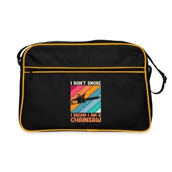 Chainsaw Snoring Funny - Retro Bag - black/gold - Front