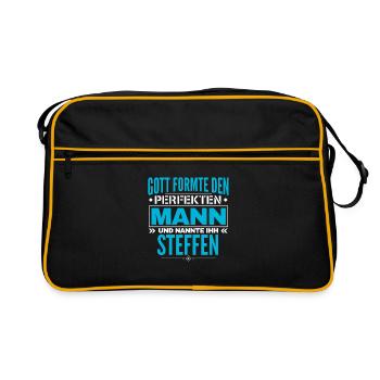Steffen Name Design - Retro Tasche - Schwarz/Gold - Vorne
