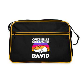 Offizielles Schlafshirt Von David - Retro Tasche - Schwarz/Gold - Vorne