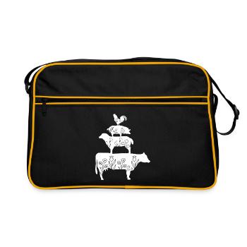 Bauernhof - Tiere - Landwirt - Floral - Retro Tasche - Schwarz/Gold - Vorne