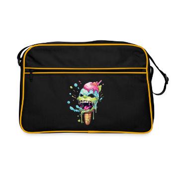 Psycho Eiscreme lacht knallbunt - Retro Tasche - Schwarz/Gold - Vorne
