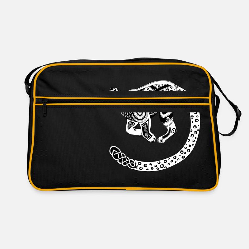 Keltischer Schneeleopard / Celtic Snow Leopard Retro Tasche