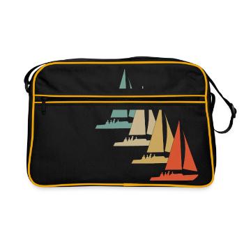 Retro vintage style sailing sailboat sailing ship - Retro Bag - black/gold - Front