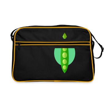 Bohne Erbse Erbsen Bohnenstange - Retro Tasche - Schwarz/Gold - Vorne