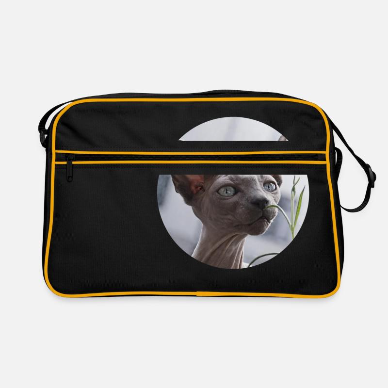 Nacktkatze don Sphynx Katze - Retro Tasche - Schwarz/Gold
