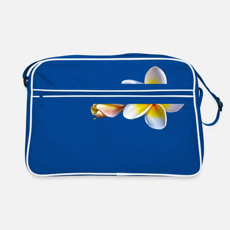 Weisse plumeria oder Frangipani Blume Retro Tasche