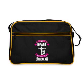 Mon cœur appartient à un cadeau de lineman line worker - Sac Retro - noir/or - Devant