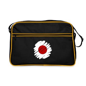 Japan Flag Used Look Nihon Japanese Flag - Retro Bag - black/gold - Front